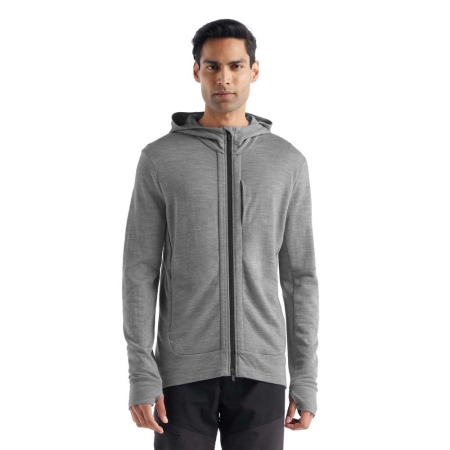 Icebreaker  Quantum III Long Sleeve Zip Hood Metro HTHR/Black