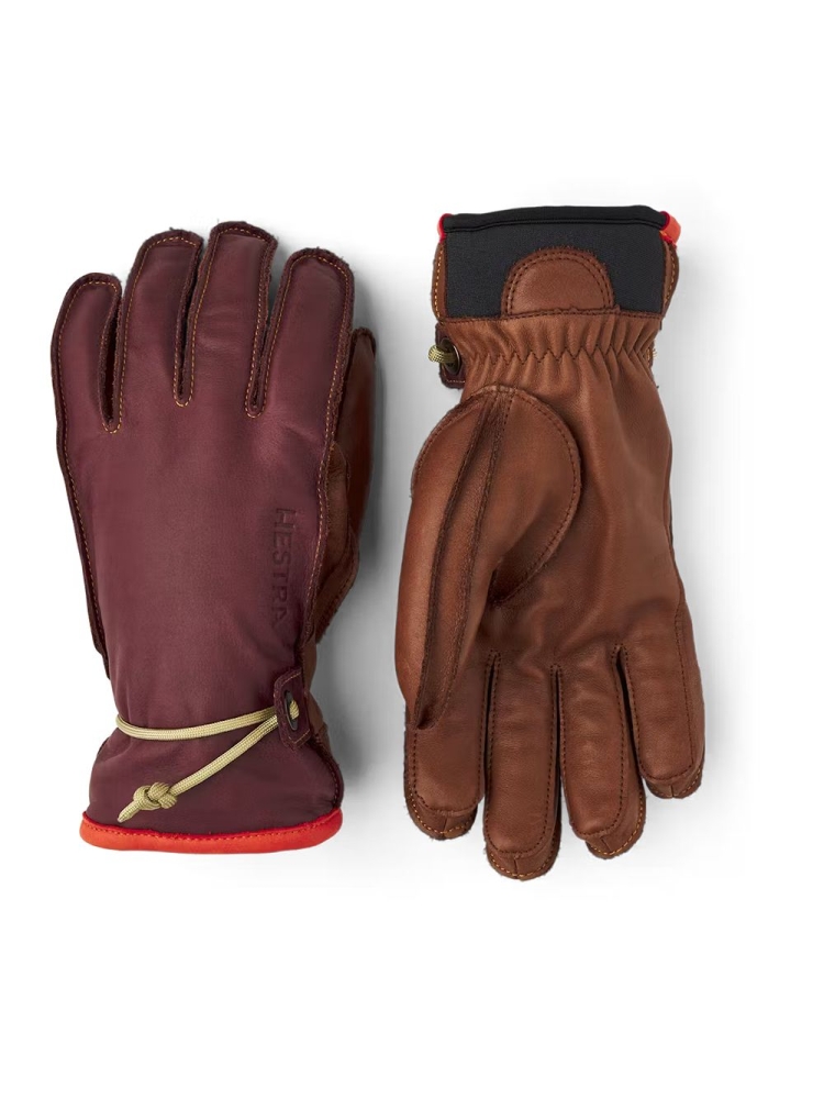 Hestra Wakayama - 5 finger Bordeaux / Brown 3000660-590750 kleding accessoires online bestellen bij Kathmandu Outdoor & Travel