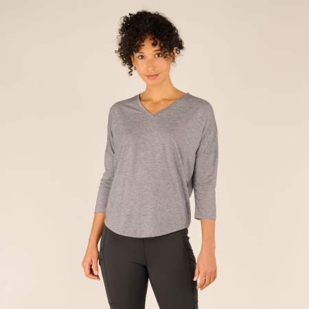 Sherpa Adventure Gear  Asha V-Neck 3/4 Sleeve Top Women's KHARANI GREY