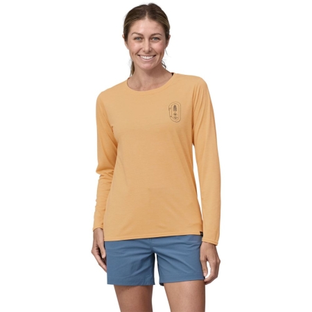 Patagonia  L/S Cap Cool Daily Graphic Shirt - Lands Women's Clean Climb Bloom: Sandy Melon