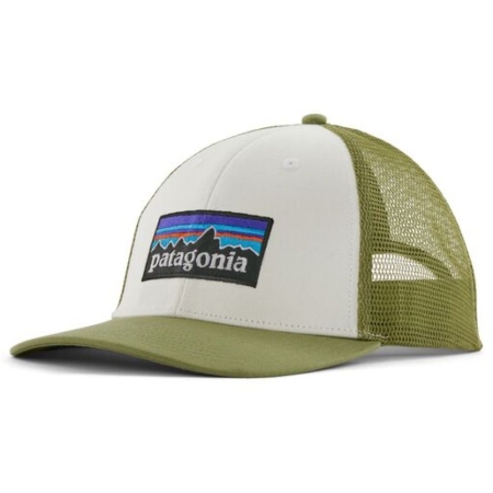 Patagonia  P-6 Logo LoPro Trucker Hat White w/Buckhorn Green