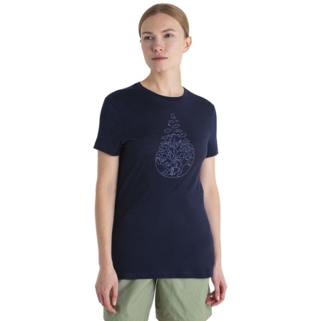 Icebreaker  Merino 150 Tech Lite III SS Tee Hike Path Women's Midnight Navy 