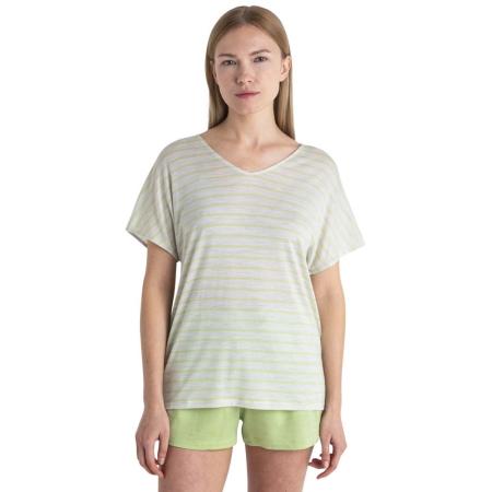 Icebreaker  Merino Drayden Reversible SS Top Stripe Women's Ecru Hthr/Glazen/s