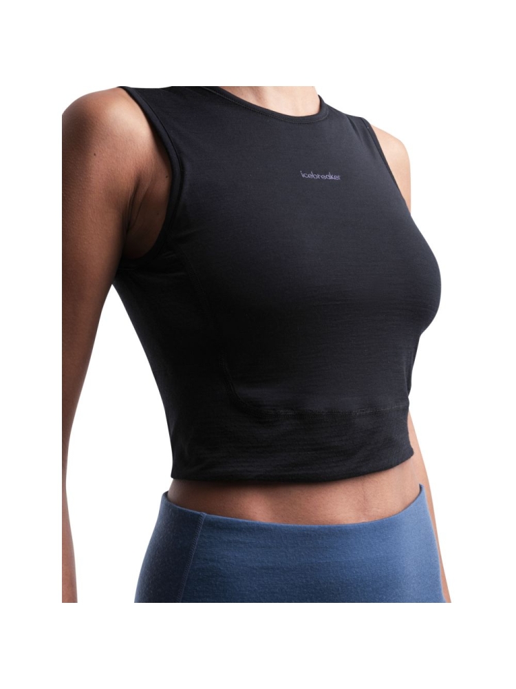 Icebreaker Merino ZoneKnit Energy Wind Crop Bra-Tank Women's Black 0A56XT0-011 onderkleding/thermokleding online bestellen bij Kathmandu Outdoor & Travel