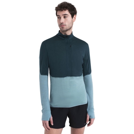 Icebreaker  Merino 200 Realfleece Descender LS Half Zip Fathom Grn/Cloud Ray/Cb