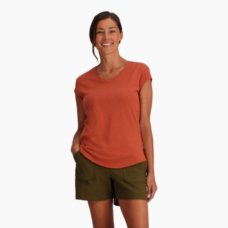 Royal Robbins  Vacationer V-Nk Short Sleeve Women's Baked Clay