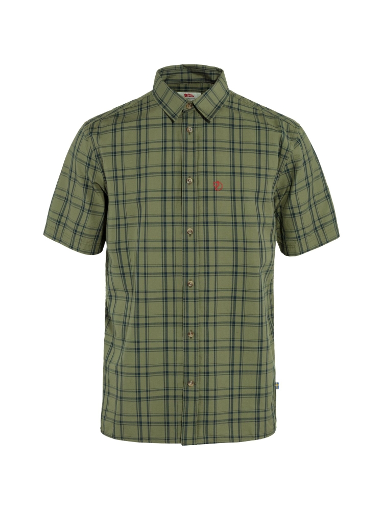 Fjällräven Övik Lite Shirt Short Sleeve Green-Dark Navy 87038-620-555 shirts en tops online bestellen bij Kathmandu Outdoor & Travel