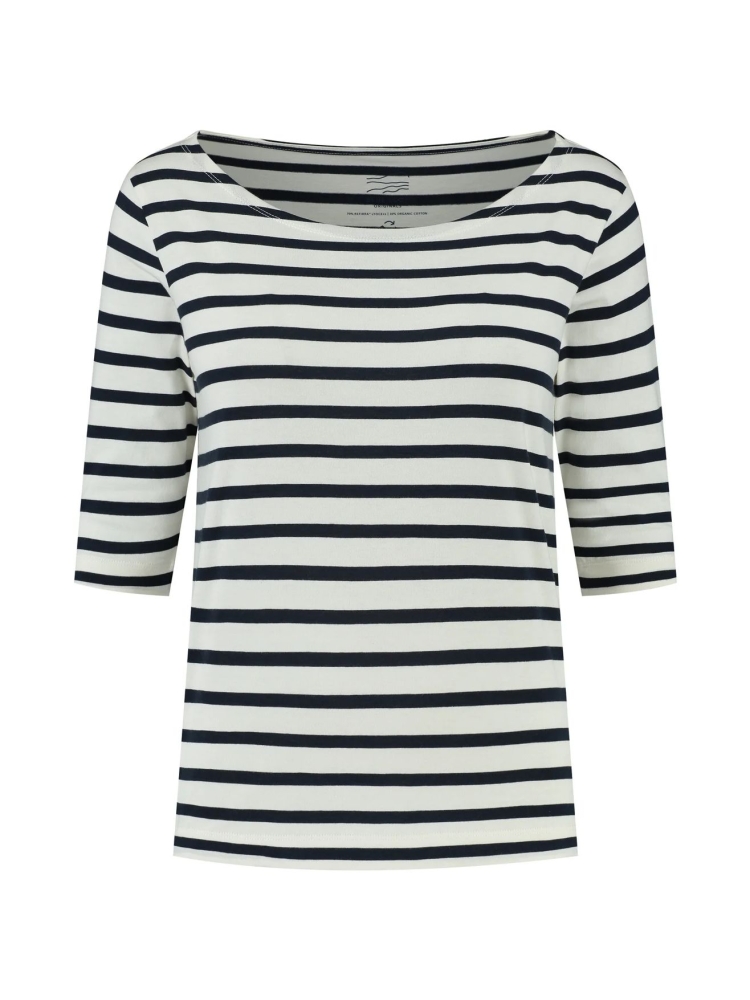 Blue Loop Originals Refibra 3/4 Stripe Longsleeve Women's White/ Navy W-RLS016-24-B109 shirts en tops online bestellen bij Kathmandu Outdoor & Travel