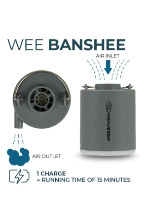 Highlander Wee Banshee Micro Lightweight Air Pump With Light Grijs AIR077-GY slaapmatjes online bestellen bij Kathmandu Outdoor & Travel