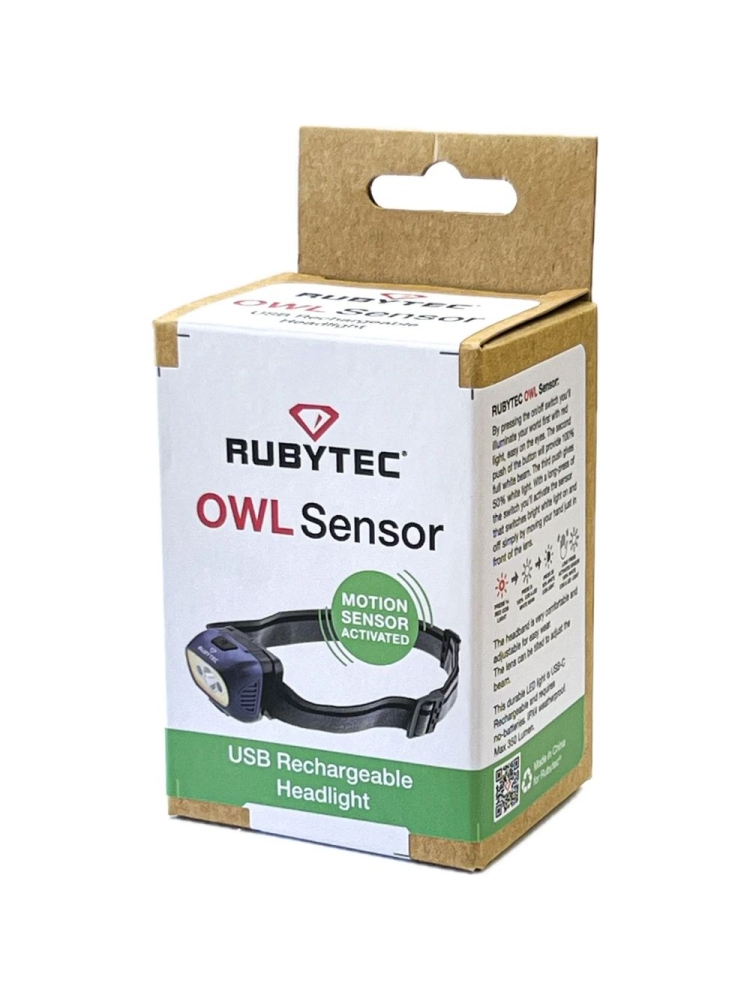 Rubytec Owl Sensor USB rechargeable Headlight Red RU43320 verlichting online bestellen bij Kathmandu Outdoor & Travel