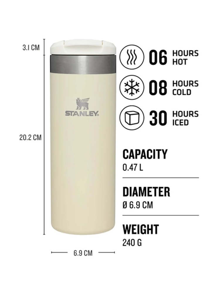 Stanley The AeroLight Transit Mug 0,47L Cream Metallic  10-10787-178 drinkflessen en thermosflessen online bestellen bij Kathmandu Outdoor & Travel