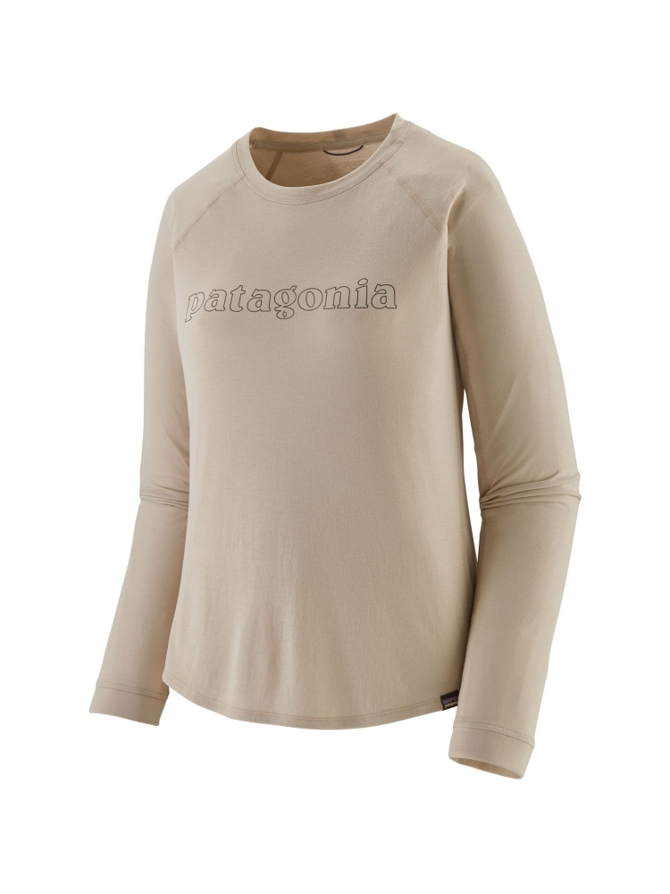 Patagonia Long Sleeve Cap Cool Trail Graphic Shirt Women's Outline Text Logo: Pumice 23715-OTPM shirts en tops online bestellen bij Kathmandu Outdoor & Travel