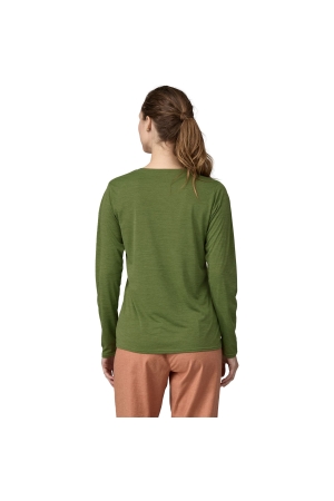 Patagonia Long Sleeve Cool Daily Graphic Shirt Women's '73 Text Logo: Terrain Green X 45205-TTNX shirts en tops online bestellen bij Kathmandu Outdoor & Travel