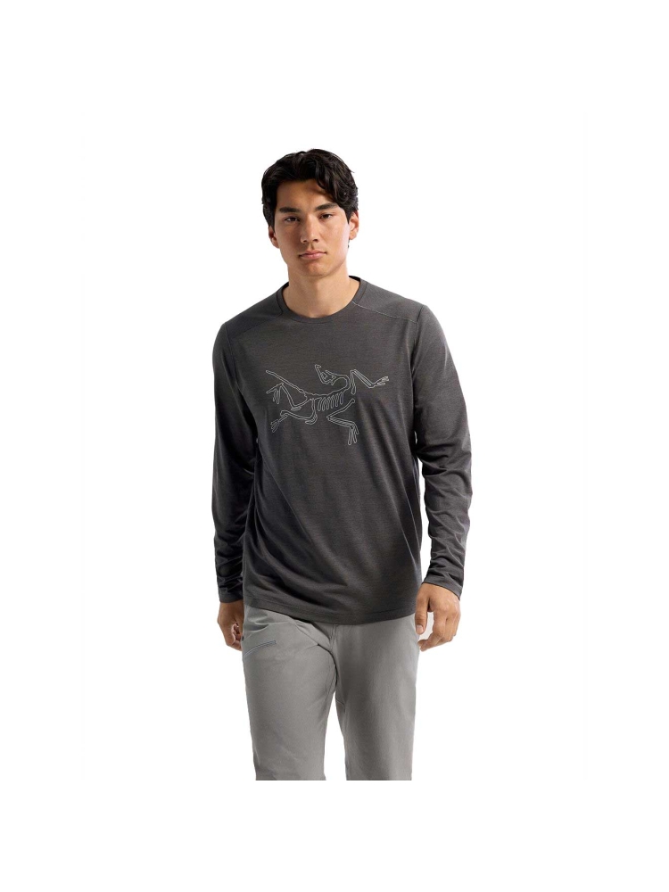 Arc'teryx Cormac Logo Ls Black Heather / Solitude 8452-Black Heather / shirts en tops online bestellen bij Kathmandu Outdoor & Travel