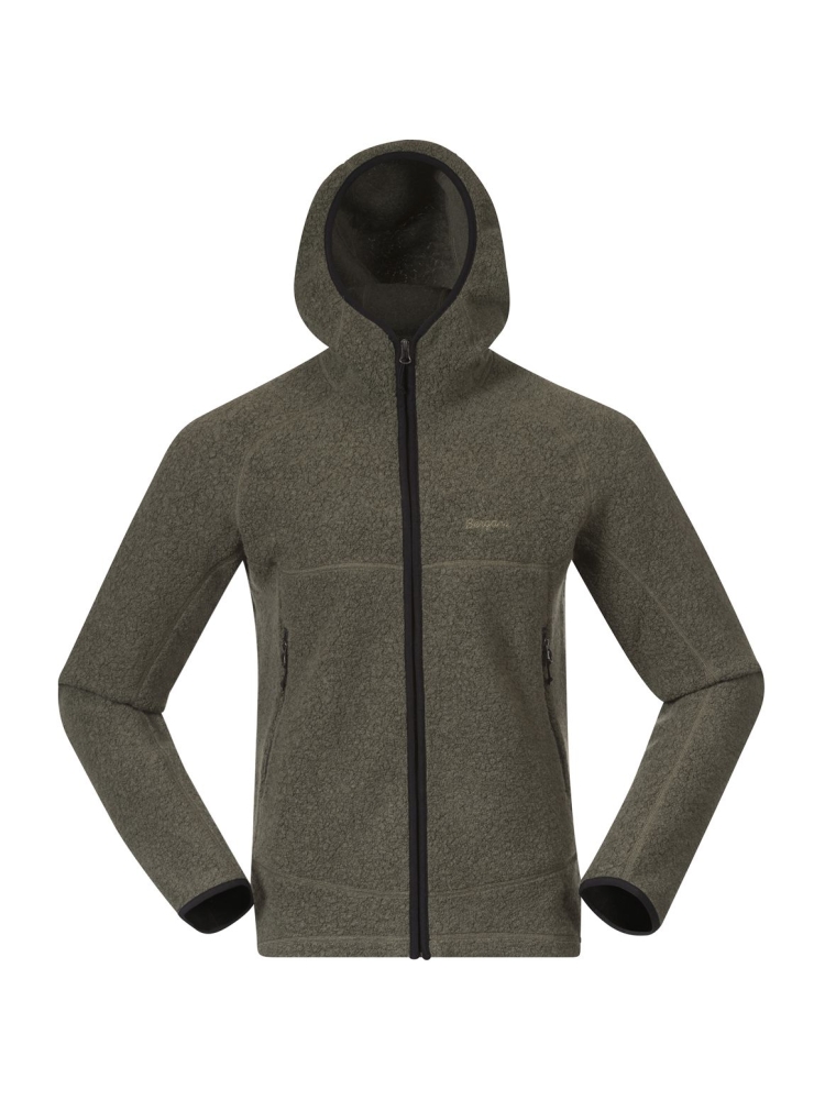 Bergans Vaagaa Merino Terry Midlayer Hoodie Green Mud 3392-12731 fleeces en truien online bestellen bij Kathmandu Outdoor & Travel