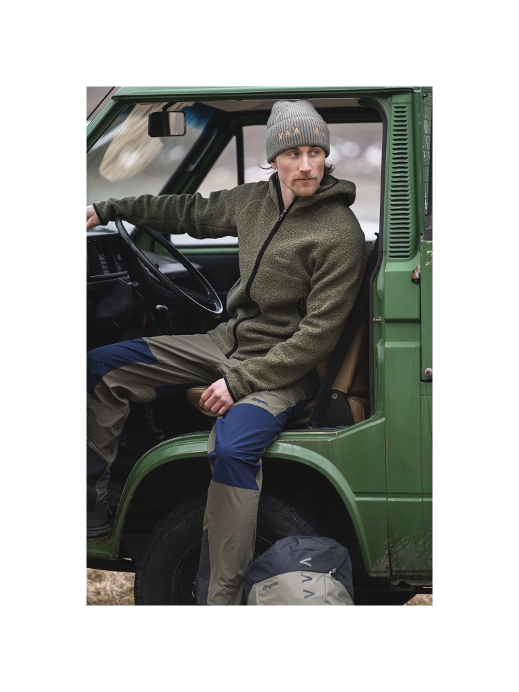 Bergans Vaagaa Merino Terry Midlayer Hoodie Green Mud 3392-12731 fleeces en truien online bestellen bij Kathmandu Outdoor & Travel