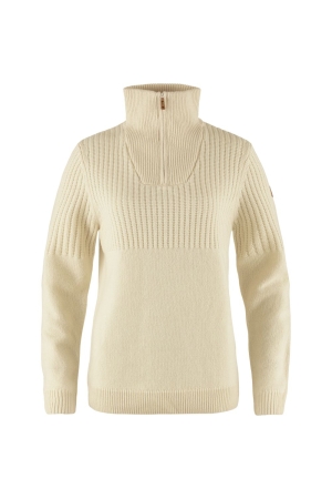 Fjällräven Övik Half Zip Knit Women's Chalk White F86993-113 fleeces en truien online bestellen bij Kathmandu Outdoor & Travel