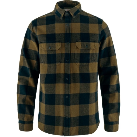 Fjällräven  Övik Heavy Flannel Shirt Wood Brown-Dark Navy