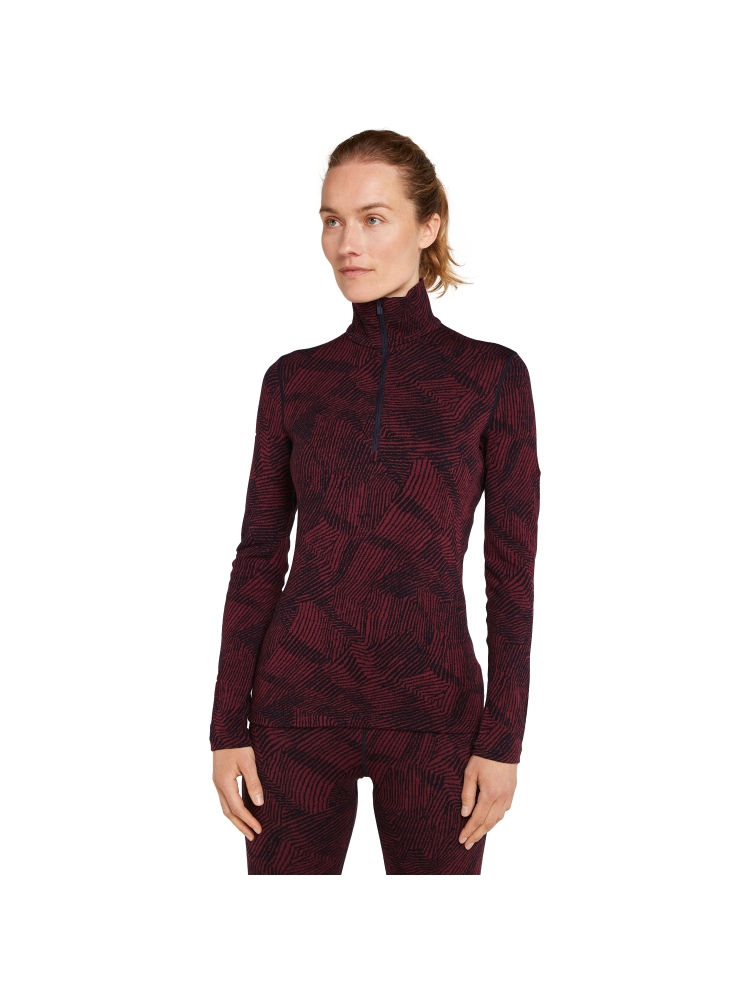 Icebreaker Mer 260 Vertex LS Half Z Frozen Forms Women's Black/Port IB0A574Q-03K1 onderkleding/thermokleding online bestellen bij Kathmandu Outdoor & Travel