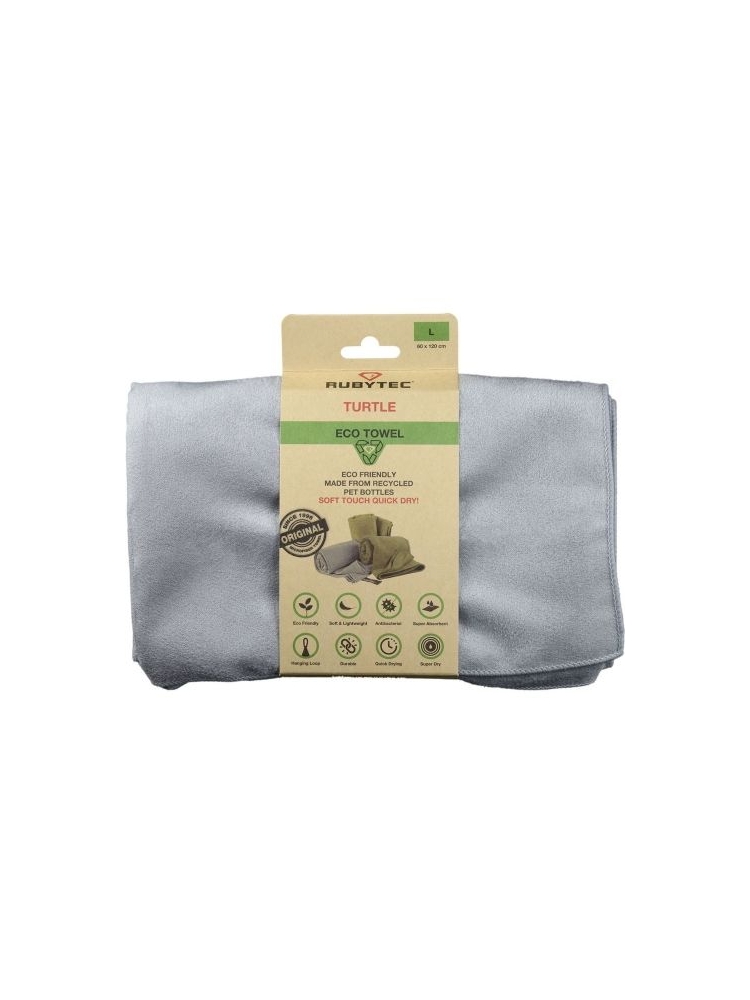 Rubytec Turtle Eco Towel Grey L Grey RU12012L toiletartikelen online bestellen bij Kathmandu Outdoor & Travel