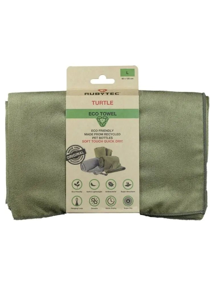 Rubytec Turtle Eco Towel Green L Green RU12050L toiletartikelen online bestellen bij Kathmandu Outdoor & Travel