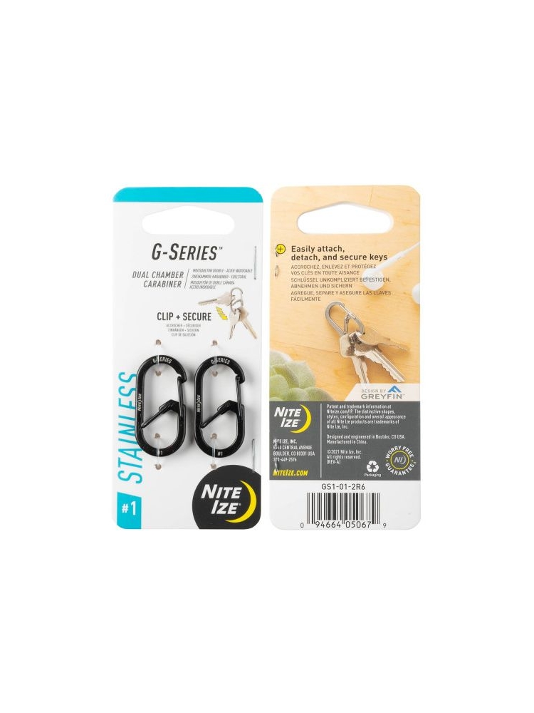 Nite-Ize G-Series Karabijnhaak 2-Pack Zwart #1 Zwart NI GS1-01-2R6 gadgets en handigheden online bestellen bij Kathmandu Outdoor & Travel