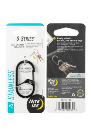 Nite-Ize G-Series Karabijnhaak Zwart #2 Zwart NI GS2-01-R6 gadgets en handigheden online bestellen bij Kathmandu Outdoor & Travel