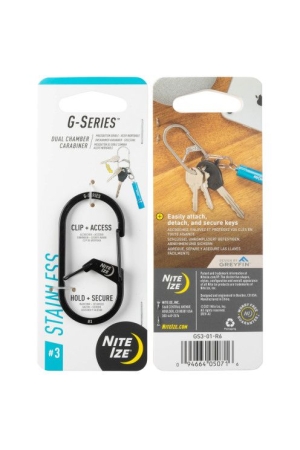 Nite-Ize G-Series Karabijnhaak Zwart #3 Zwart NI GS3-01-R6 gadgets en handigheden online bestellen bij Kathmandu Outdoor & Travel