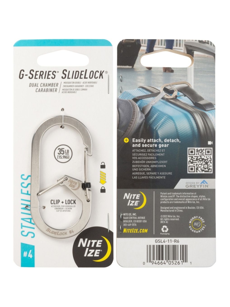 Nite-Ize G-Series Karabijnhaak Slidelock Zilver #4 Zilver NI GSL4-11-R6 gadgets en handigheden online bestellen bij Kathmandu Outdoor & Travel