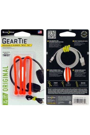 Nite-Ize Gear Tie Kabelbinder 2-pack 15cm Oranje NI GT6-2PK-31 reisaccessoires online bestellen bij Kathmandu Outdoor & Travel