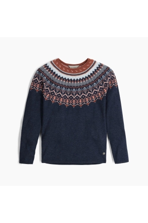 Royal Robbins Westlands Fairisle Crew Women's Deep Blue Mariposa Pt Y317027-427 fleeces en truien online bestellen bij Kathmandu Outdoor & Travel