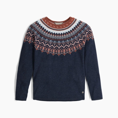 Royal Robbins  Westlands Fairisle Crew Women's Deep Blue Mariposa Pt 