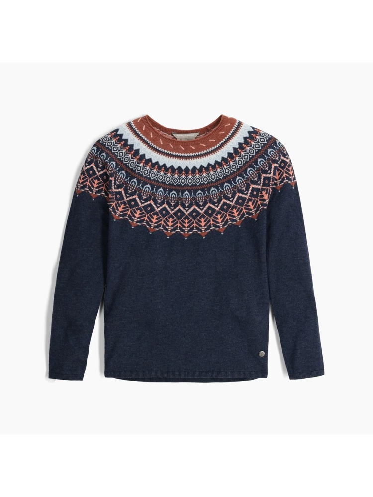 Royal Robbins Westlands Fairisle Crew Women's Deep Blue Mariposa Pt Y317027-427 fleeces en truien online bestellen bij Kathmandu Outdoor & Travel