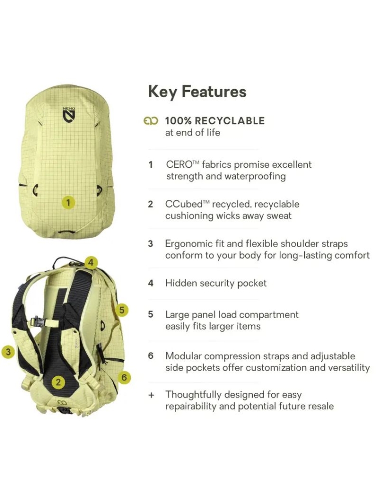 Nemo Resolve 15L Endless Promise Citron 8116.66035059 dagrugzakken online bestellen bij Kathmandu Outdoor & Travel