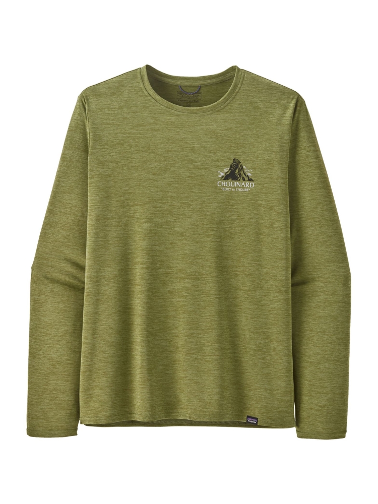 Patagonia L/S Cap Cool Daily Graphic Shirt - Lands Chouinard Crest: Buckhorn Gree 45160-CHBX shirts en tops online bestellen bij Kathmandu Outdoor & Travel