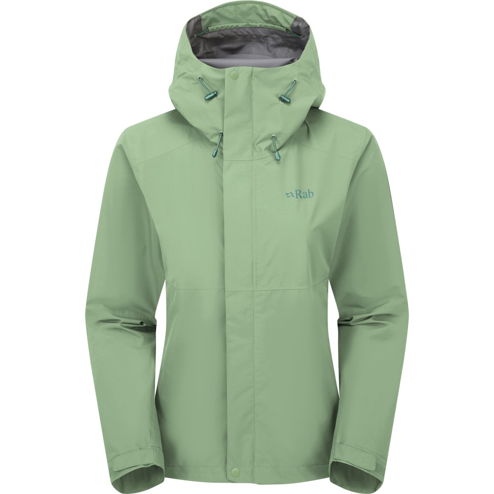 Rab Downpour Jacket Women's Fig Green QWI-07-FGR jassen online bestellen bij Kathmandu Outdoor & Travel