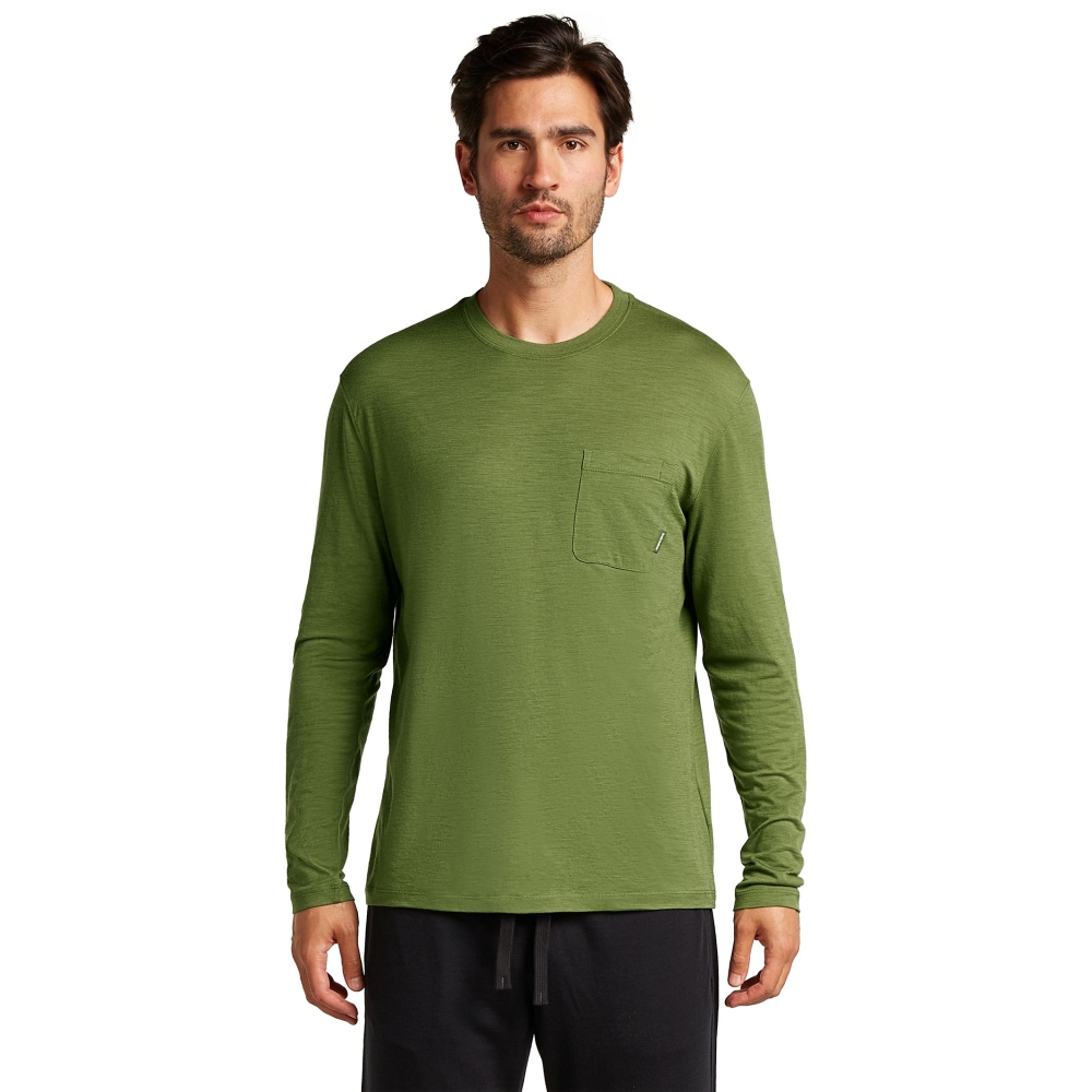 Icebreaker Mer Tech Lite III LS Relaxed Pocket Tee Sphagnum IB0A56WG-0BD1 shirts en tops online bestellen bij Kathmandu Outdoor & Travel