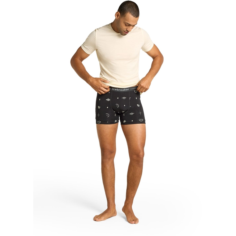 Icebreaker Mer 150 Anatomica Boxers Explore More Black/AOP IB0A5773-1241 onderkleding/thermokleding online bestellen bij Kathmandu Outdoor & Travel