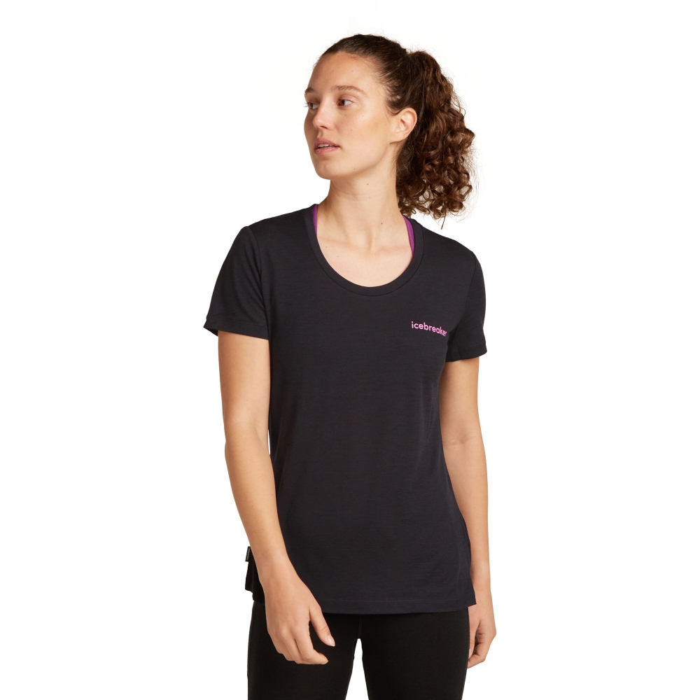 Icebreaker Mer 150 Tech Lite SS Scop T IB Wordmar Women's Black IB0A576S-0011 shirts en tops online bestellen bij Kathmandu Outdoor & Travel