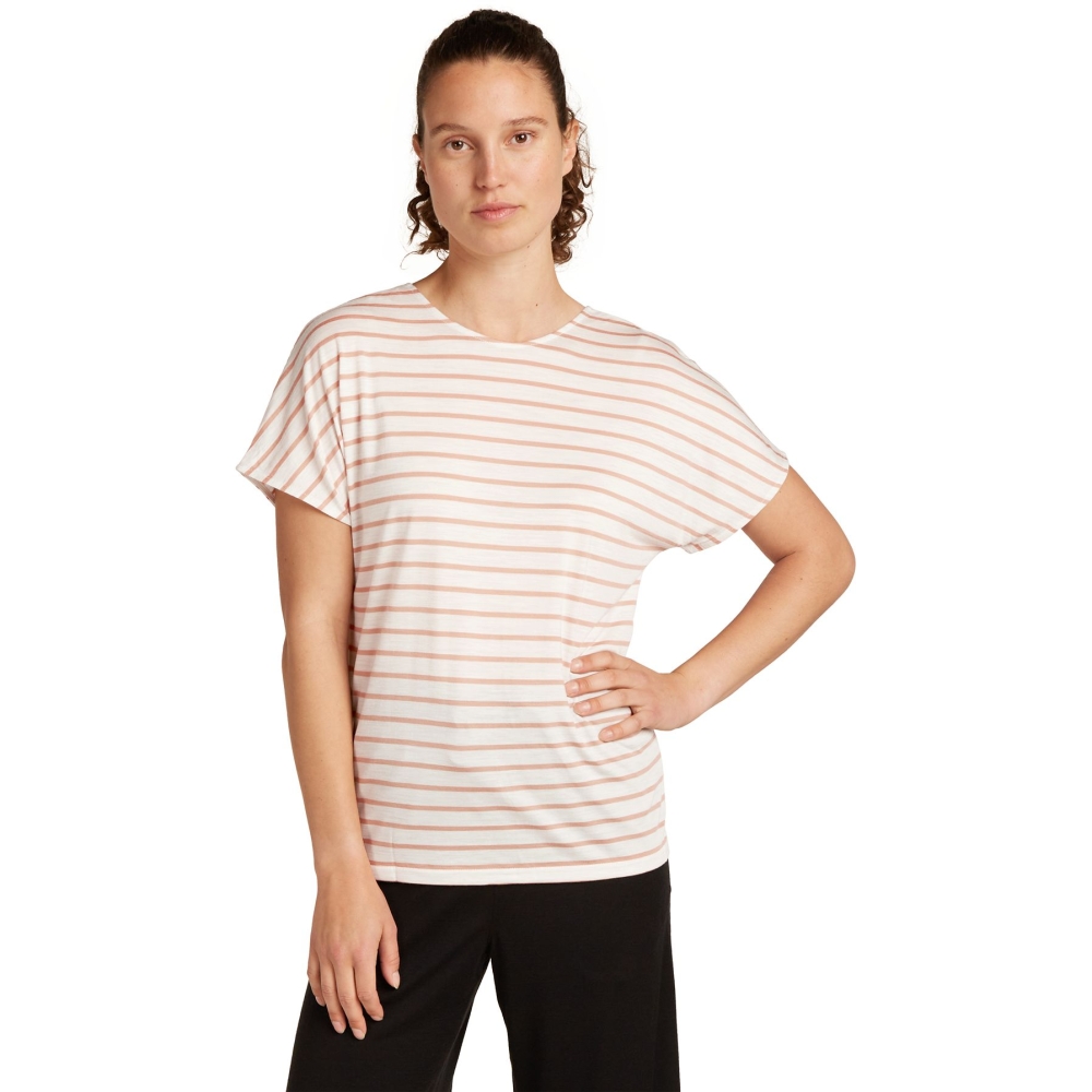 Icebreaker Mer Drayden Reversible SS Top Stripe Women's Ecru/Hthr/Desert Sand IB0A56ZW-0AX1 shirts en tops online bestellen bij Kathmandu Outdoor & Travel