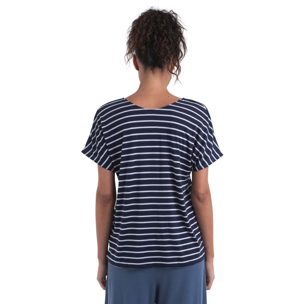 Icebreaker Mer Drayden Reversible SS Top Stripe Women's Midnight Navy/Snow IB0A56ZW-3291 shirts en tops online bestellen bij Kathmandu Outdoor & Travel