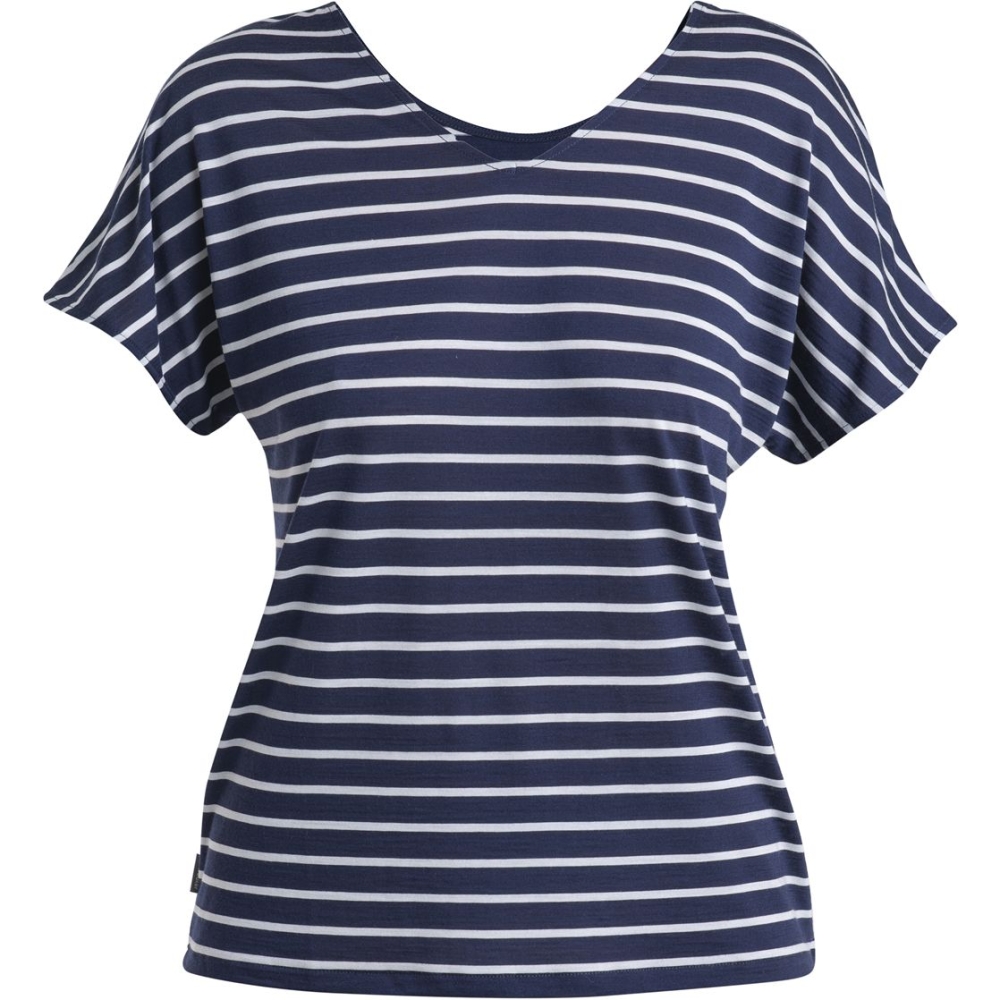 Icebreaker Mer Drayden Reversible SS Top Stripe Women's Midnight Navy/Snow IB0A56ZW-3291 shirts en tops online bestellen bij Kathmandu Outdoor & Travel