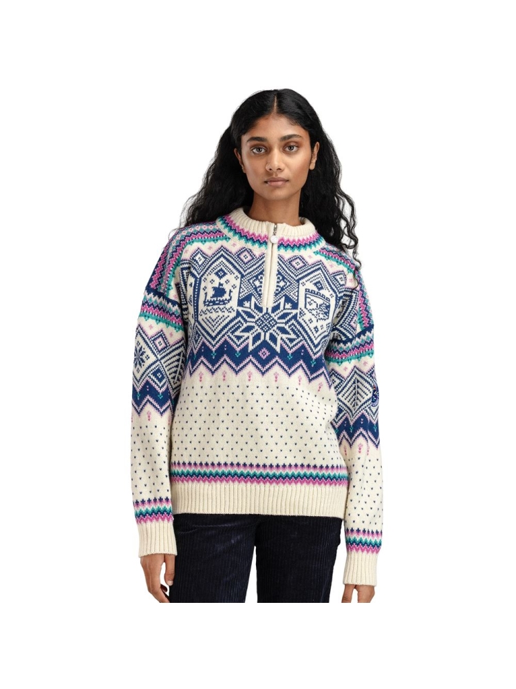 Dale VM Trondheim Sweater Women's Offwhite  Indigo  Orchid 96041-A00 fleeces en truien online bestellen bij Kathmandu Outdoor & Travel