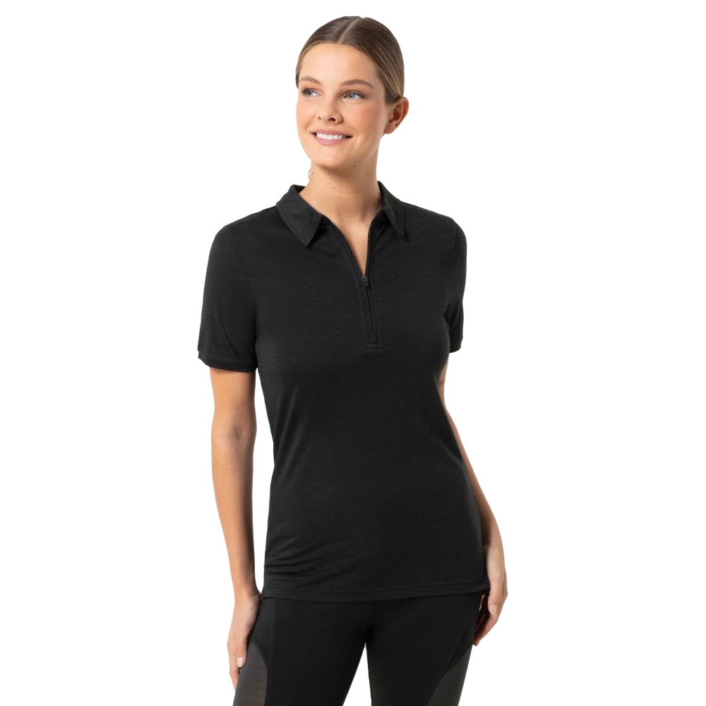 Super Natural Zip Polo Women's Jet Black SNW024770-872 shirts en tops online bestellen bij Kathmandu Outdoor & Travel