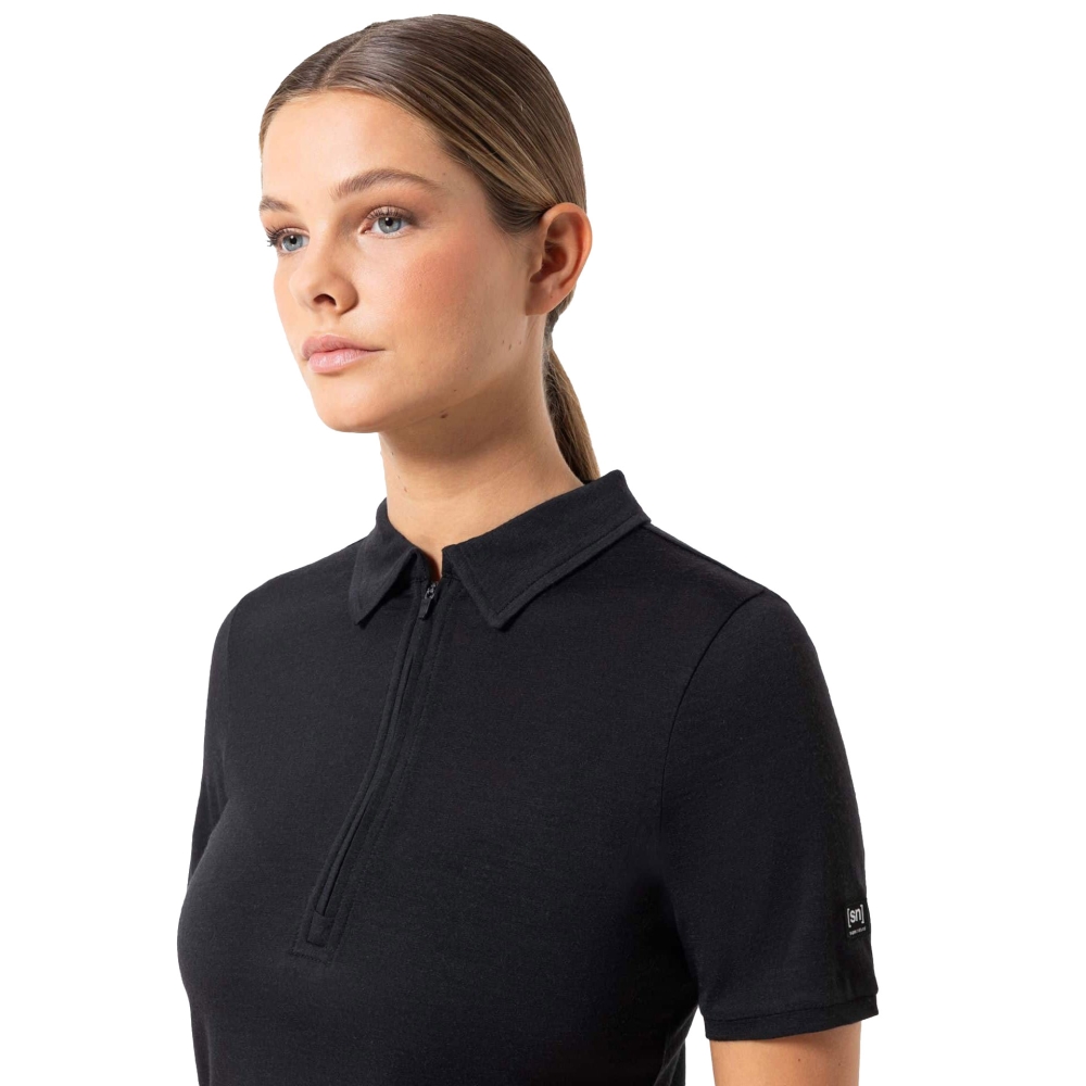 Super Natural Zip Polo Women's Jet Black SNW024770-872 shirts en tops online bestellen bij Kathmandu Outdoor & Travel