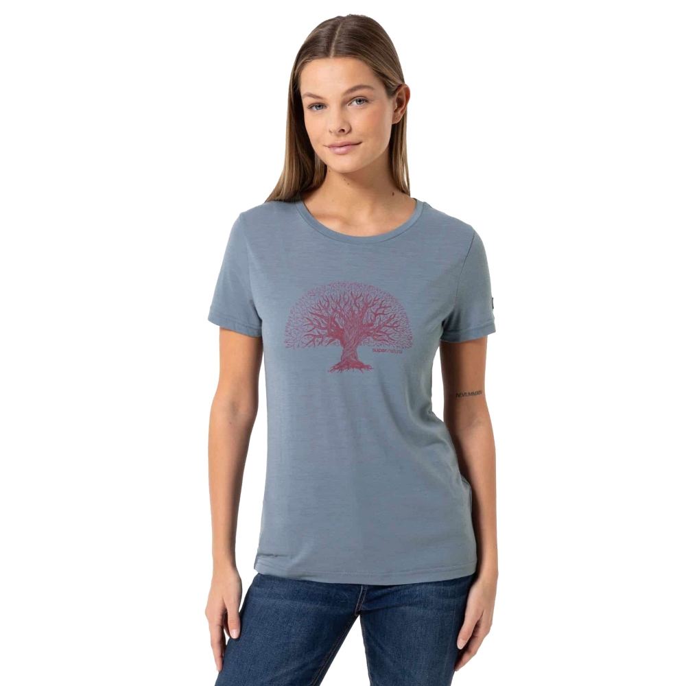 Super Natural Tree Of Knowledge Tee Women's Flint Stone/Sangria SNWP03066-20F shirts en tops online bestellen bij Kathmandu Outdoor & Travel