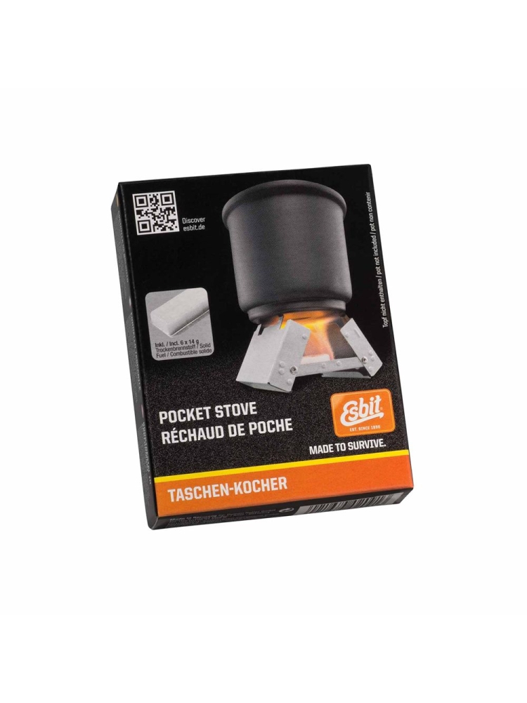 Esbit Pocket Stove S incl. 6x14g Solid Fuel Zilver 1ESB-002 091 00 branders online bestellen bij Kathmandu Outdoor & Travel