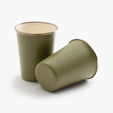 Barebones Cup Enamel 2 Pcs Olive 2-Tone Barebones Cup Enamel 2 Pcs Olive 2-Tone